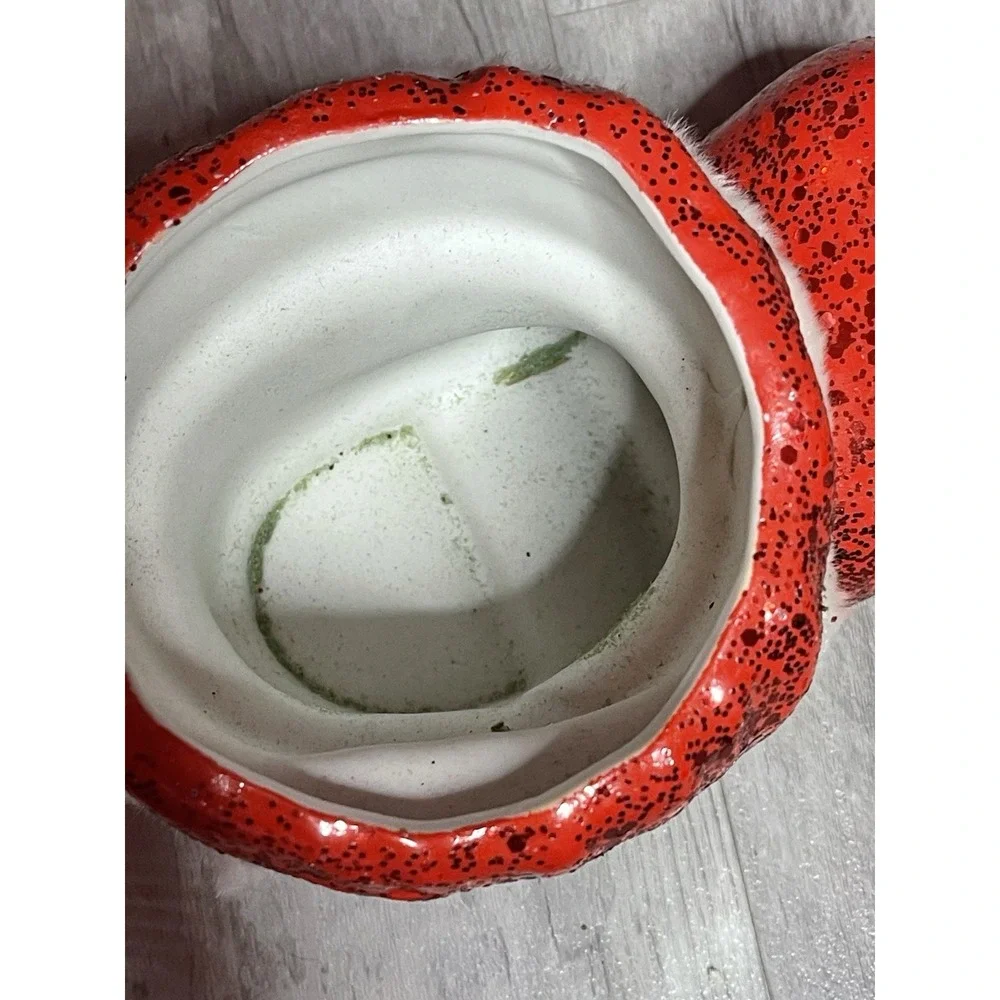 Vintage Christmas Red Santa Boot Planter‎ Green Holly